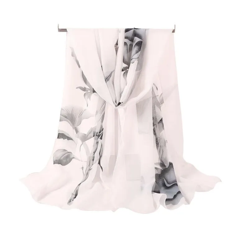 2017 여자의 패션 쉬폰 스카프 봄 여름 새로운 로즈 인쇄 우아한 레이디 꽃 숄 스카프 실크 스카프 여자 160 * 50cm