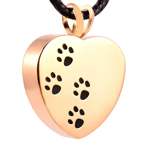 IJD8004 Kalp Paslanmaz Çelik Kremasyon Kolye Kolye Paw Print Pet Külleri Keepsake Urn Kolye