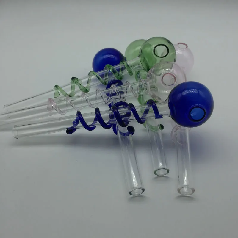 Glasolja brännare rör spiralhandtag rör bubblare pyrex mini glashandtag rör