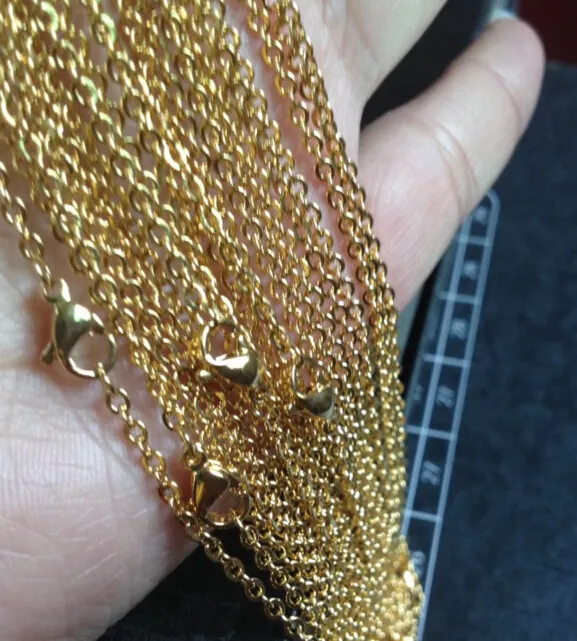 wholesale Gold color Fashion Stainless steel Thin 2mm Strong Oval Link chain necklace 18''/ 20''for women girls jewelry