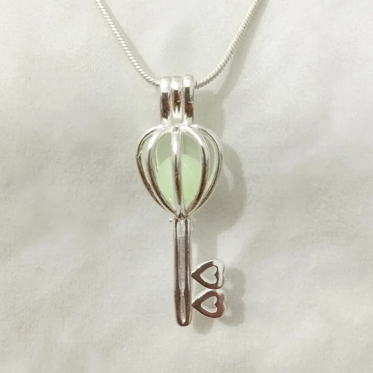 925 Gümüş Çift Kalp Aşk Anahtarı Kafesi Sterlling Silver Pearl Boncuk Kolye DIY Moda Bilezik Kolye Takımları 342K