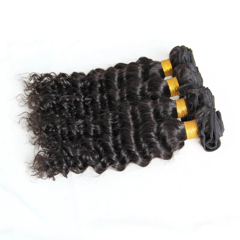 Onda Profunda Remy Cabelo Bundles 100% Malaio Encaracolado cabelo Humano Tecelagem Cor Natural 