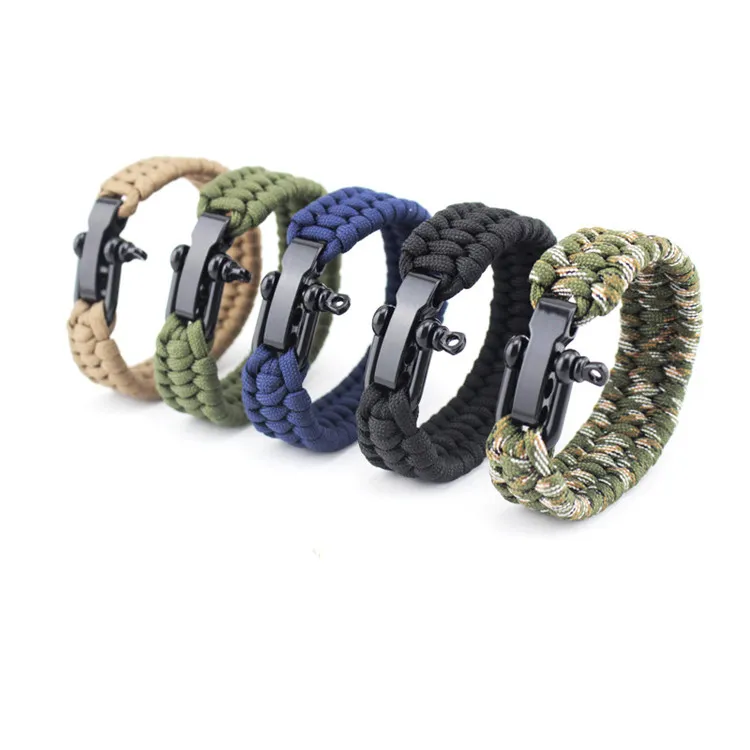 Pulseras de supervivencia Paracord Paracaídas Pulsera para acampar Hebilla de acero inoxidable Escape Mezclar color Pulsera pulsera DHL Envío rápido