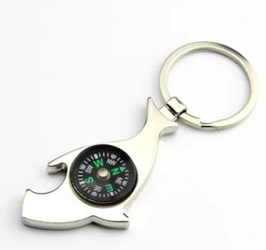 wholesale cadeaux promotionnels 3in1 Keychain Compass Shark Keychain Men Opener Keychain