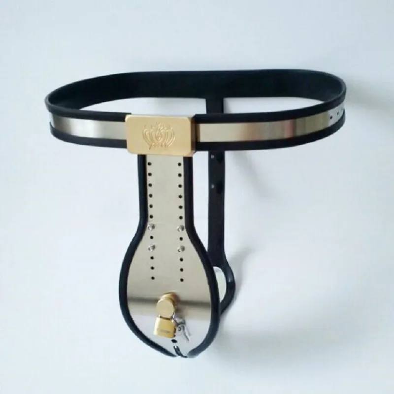 Ceinture de chasteté réglable en acier inoxydable, modèle masculin, courbe en T, grande rainure de Scrotum, Cage à pénis, jouet sexuel Bdsm, 2017