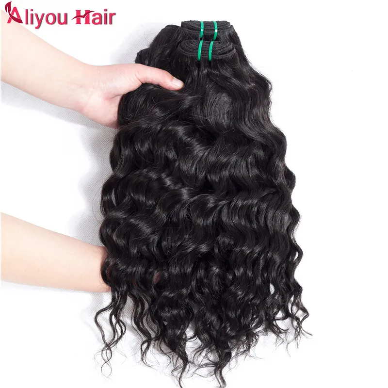 Aliyou Malaysian Deep Wave Hair Bundles Kinky Curly Straight Peruvian Hair Weaves Brazilian Body Wave Human Hair Weaves 3/4 Bundles a 