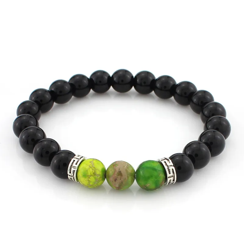 7 Chakra Bracciale in pietra lavica naturale donna Gioielli elastici Uomo Braccialetti con diffusore di olio essenziale Bracciale con perline Yoga Kimter-B348S FZ