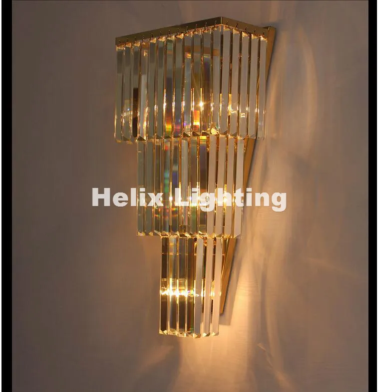 Недавно хром / Золотой настенный светильник W30cm настенный бра прикроватная гостиная настенный светильник K9 прозрачный кристалл гарантированная 100% + бесплатная доставка!