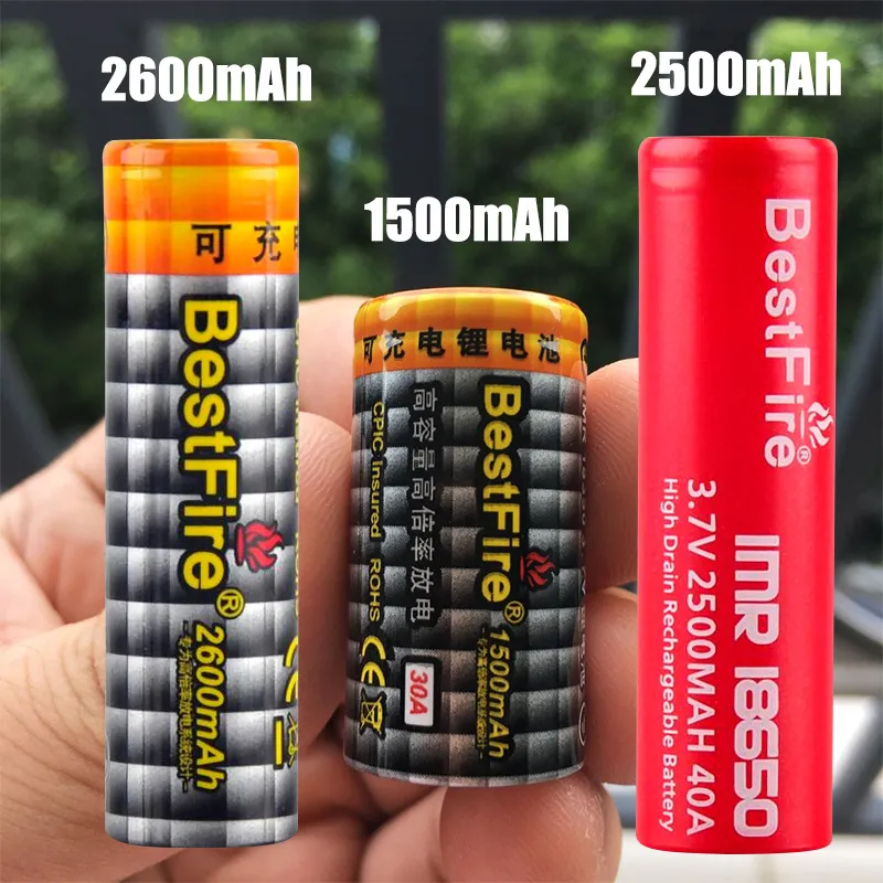 100％本物のBestfire IMR 18650 2600/2500 / 1500mAh 60A 40A 30A 3.7V MOD FedEx Freeのための3.7V充電式バッテリー