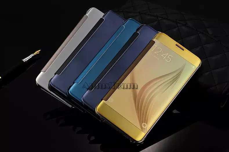 Зеркало Очистить вид Flip Sleep Smart Case для Samsung Galaxy S21 Ultra S21 Plus Planced Прозрачная кожаная пластиковая оболочка мода
