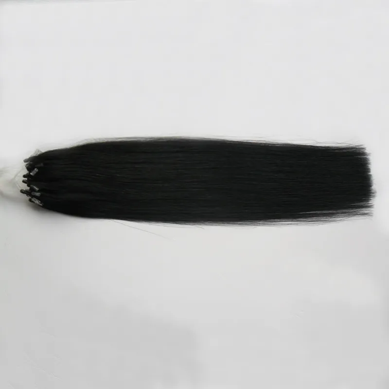 Micro Loop Human Hair Extensions 100s raka svart Micro Link Hårförlängningar Human 100g Micro Ring Hair Extensions8336190