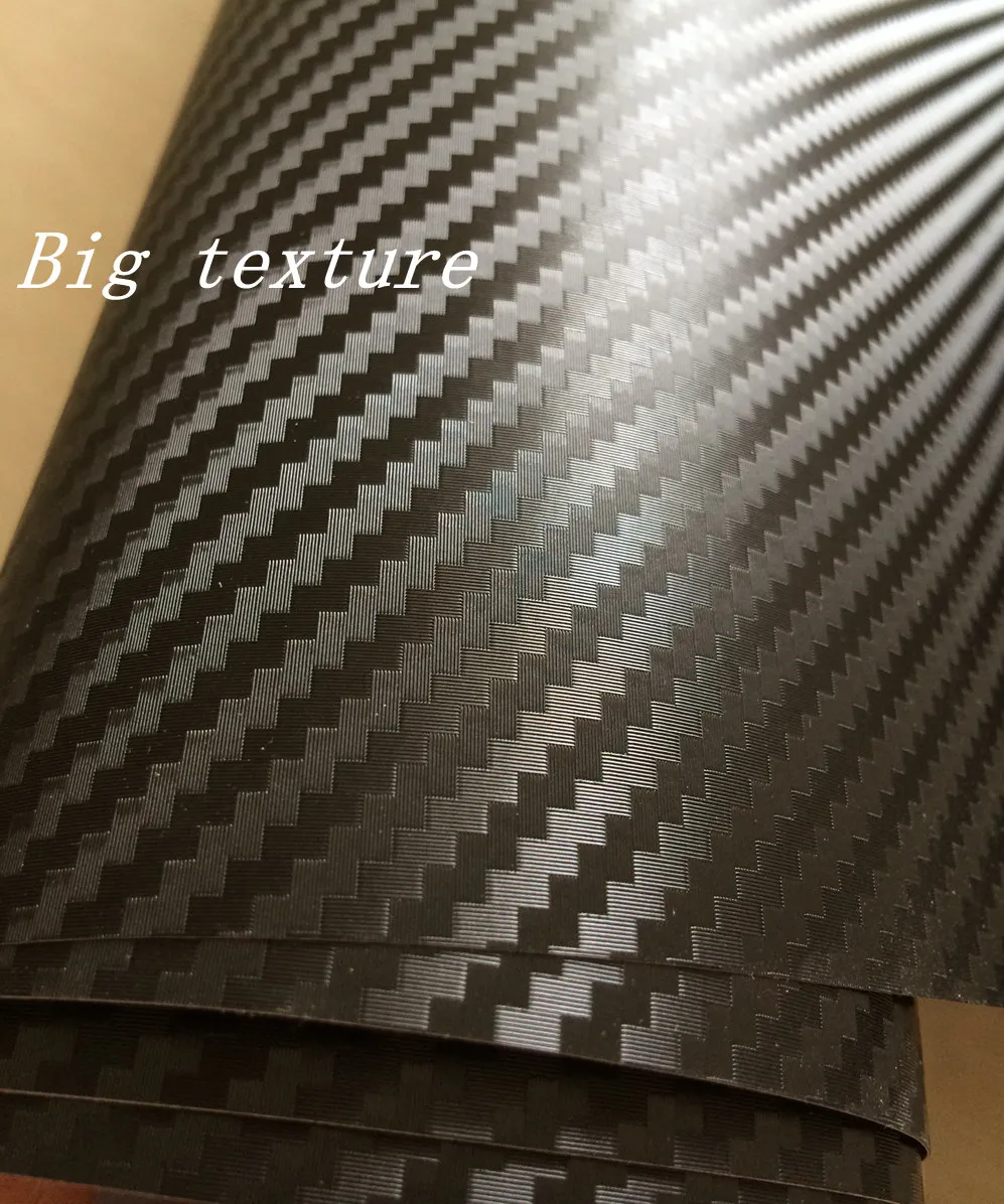 Big Texture 3D Carbon FIBER VINYL WICKELAUFKLEBER Air BUBBLE FREE AUTO BIKE / Luftfreigabe Auto / Boot / Tisch Abdeckung Größe 1.52x30m / Rolle 5x98ft