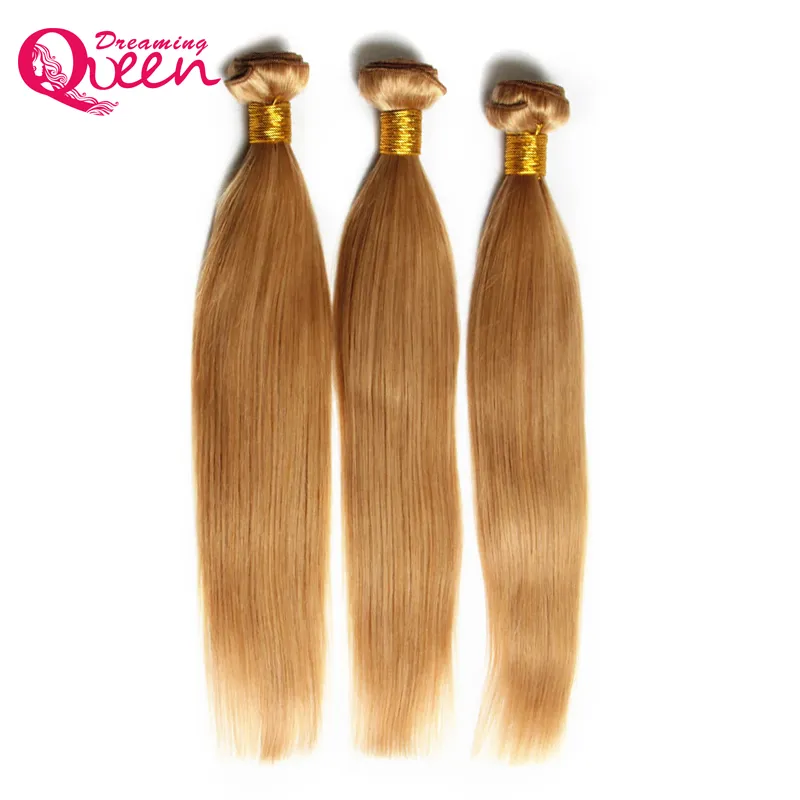 #27 Honey Blonde Color Ombre Brazilian Straight Hair Bundles Ombre Virgin Human Hair Weaves 3 Pcs Ombre Human Hair Extension