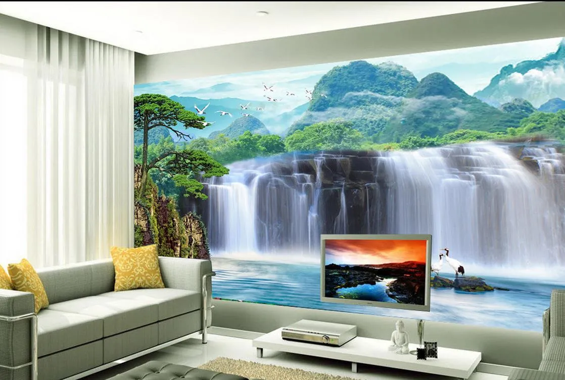 Personalizado qualquer tamanho Grande cachoeira PSD TV pano de fundo mural 3d papel de parede 3d papéis de parede para tv pano de fundo