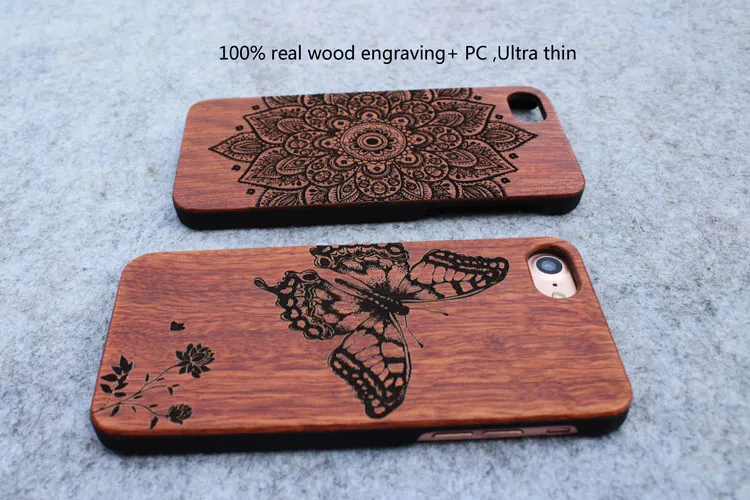 Cas en bois gravés par laser faits sur commande de caisse de téléphone en bois pour Iphone 5s 6 6s plus 7 7plus Samsung Galaxy S5 S6 Edege