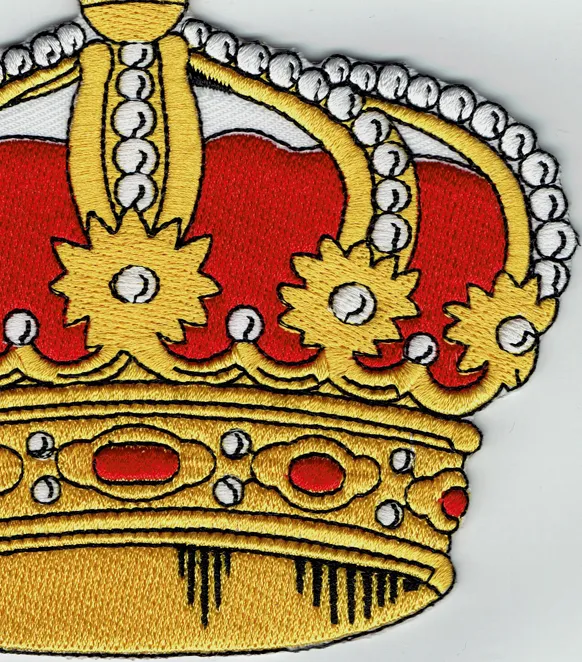 Niestandardowe haftowane korony żelazko przyszyte naszywka na kurtkę duży rozmiar 5 sztuk do pełnego backiing S269P