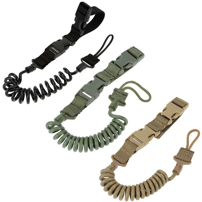 Pistolet Lanyard Tactique Pistolet Spring Lanyard Sling Sports de plein air Armée Chasse Tir Paintball Gear Airsoft Strap NO12-015