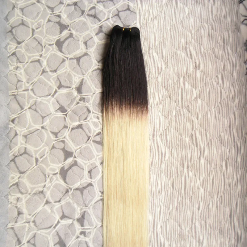 Blond brasilianskt hår vävbuntar T1b / 613 Ombre Weave Hair 100g Obehandlat Virgin Brasilianskt hår vävbuntar 1 st