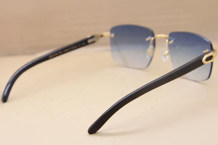 ماركة sunglassses مصمم الأزياء الفاخرة 8300816 بدون شفة نظارات رائعة الأسود بافالو القرن نظارات للرجال النساء حالة الأصلي 54 ملليمتر
