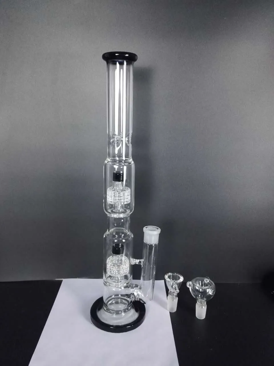 Glazen bong "verwend groen / blauwe speranza" dubbele boom perc dome percolator waterleiding 18mm kom grote waterleiding 18 "