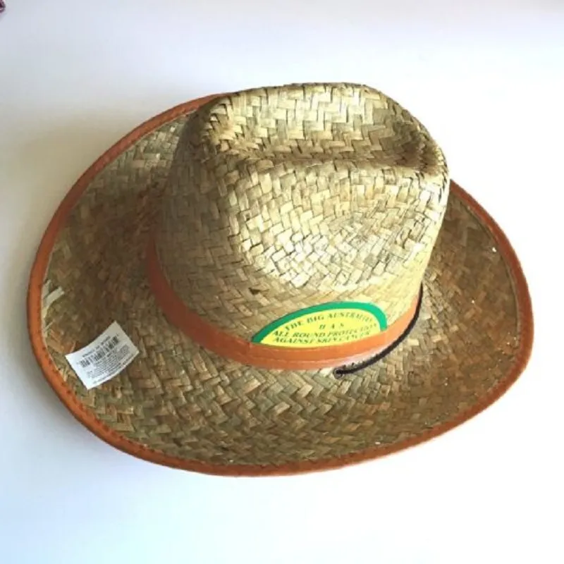 2017 été unisexe Western fait à la main Cowboy paille chapeau de soleil hommes plage large couleur bord Cowgirl casquette /lot4286820