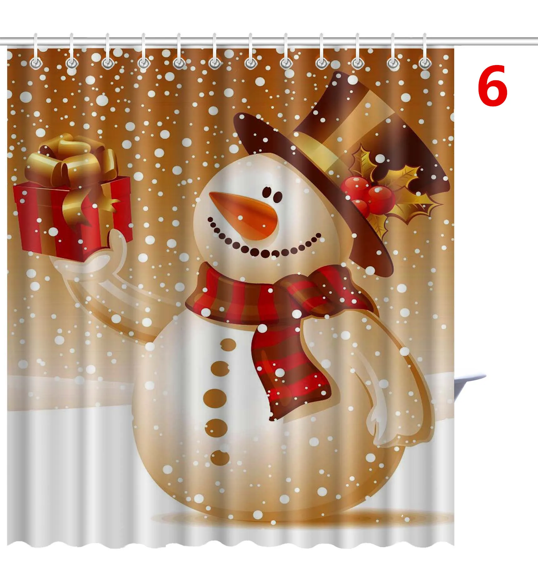 クリスマス雪だるまのシャワーカーテンサンタクロースクリスマスツリースノーマンデザインDHLで12のフックが付いている防水バスルームのシャワーカーテン