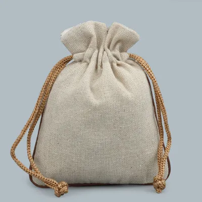 Leere, schlichte, kleine Kordelzug-Schmucktasche aus Baumwollleinen, DIY-Öko-Geschenkverpackung, Münz-Parfüm-Aufbewahrungstasche, leere Lavendel-Gewürze-Tasche