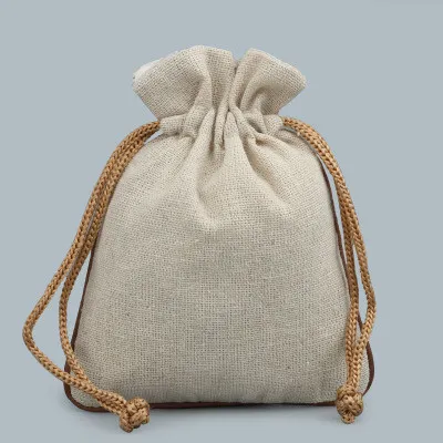 Blanco Effen Kleine Trekkoord Sieraden Pouch Katoen Linnen DIY Eco Gift Verpakking Tassen Coin Parfum Opbergtas Lege Lavendel Kruiden Zak