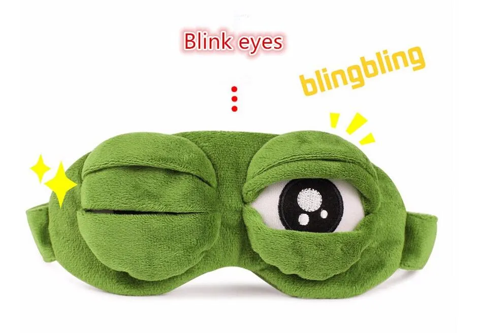 Mode Kawaii voyage sommeil masque pour les yeux 3D triste grenouille rembourré ombre couverture dormir fermé/ouvert yeux drôle masque