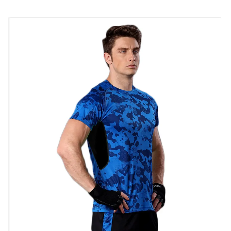 Leopard men's sports shirt, comfortable, quick-drying breathable running instructor clothes, men and women in Europe and America fitness T-s
