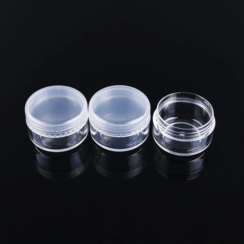 3g 5g 8g 10g 15g 20g de plástico transparente Cosmetic Container frascos com PE Tampas Cosmetic Cream Pot Maquiagem Sombra Nails Pó Garrafa Jóias