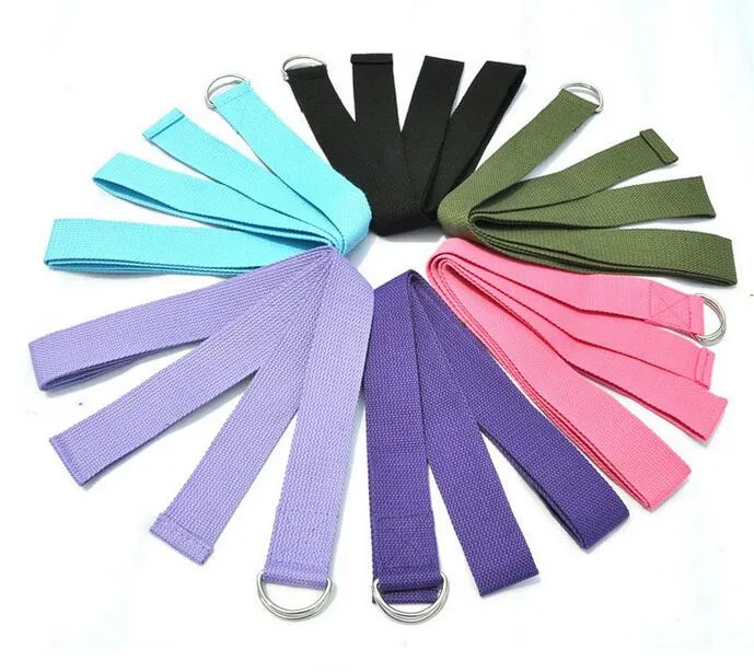 Multi-Colors Women Yoga Stretch Strap D-Ring Belt Fitness Exercise Gym Rope Figur Midja Ben Motstånd Fitness Band Bomull