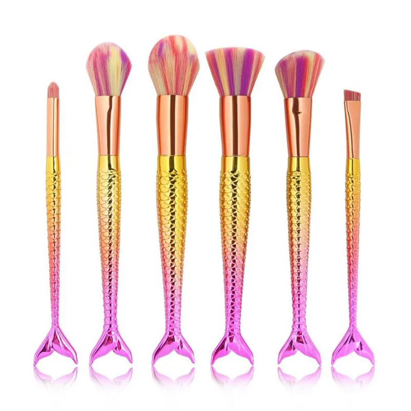3D Colorful Mermaid Makeup Brushes Makeup Brushes Tech Professional Beauty Cosmetics Mermaid Tail Makeup Brushes Sets DHL free
