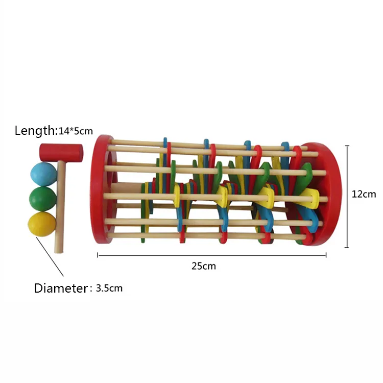 나무 사다리 노크 장난감 학습 색상 공과 해머 훈련 아기 손목 파워 7838059