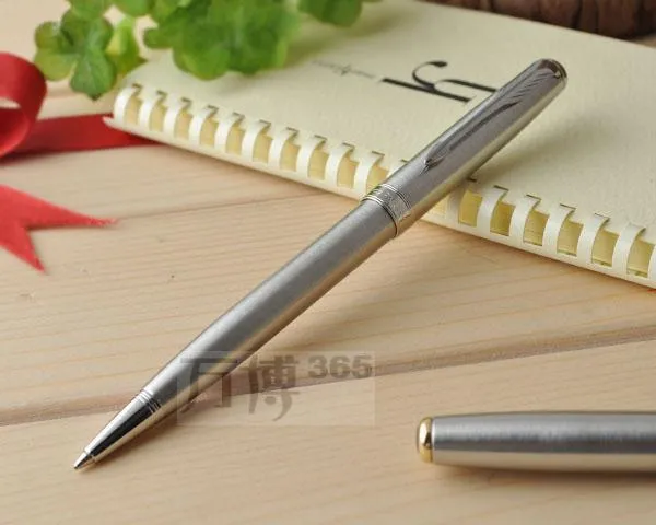 Free Shipping Pen Metal Silver Ballpoint Pens School Office Suppliers Refill 0.7mm Signature Ballpoint Pen Stationery Gift