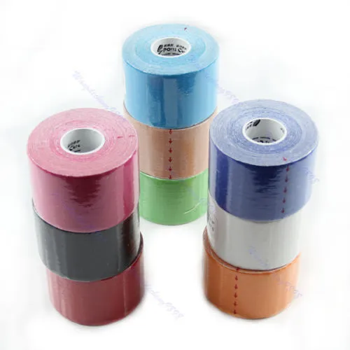 Partihandel-5M X 5cm Kinesiologi Sportmuskler Vård Elastisk Physio Therapeutic Tape 1 Roll