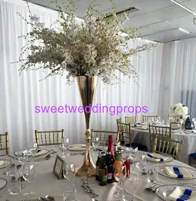 silver plated trumpet gold mental vases for wedding table centerpiece