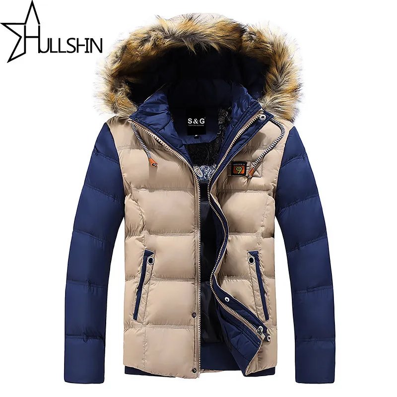 2016 толстая теплая зимняя куртка для мужчин водонепроницаемый меховой воротник Parkas с капюшоном пушистый воротник пальто высокого качества западный стиль WQ8867
