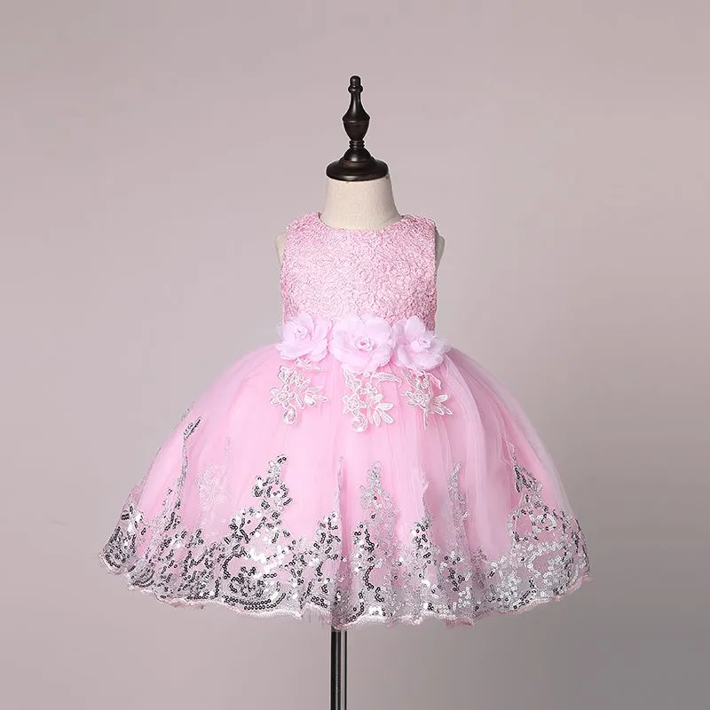 Kwiat Dziewczynka Sukienka Sukienka Ślub Dla Dzieci 1 Rok Urodziny Suknie Chrzest Newborn Girls Odzież niemowlę Tutu Dress Girl Clohtes