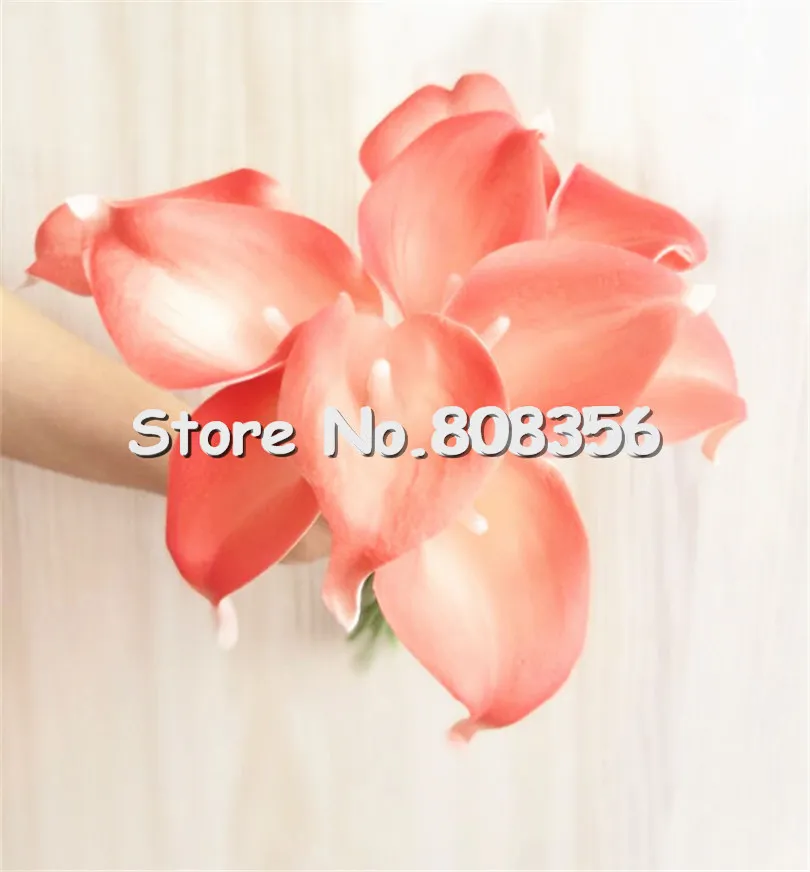 Latex Callas Flower 100st 35 cm Elegant Silicon Artificial Egyptian Calla Lily Alocasia Plumbea Flower for Wedding Bridal Centerpieces Decorations