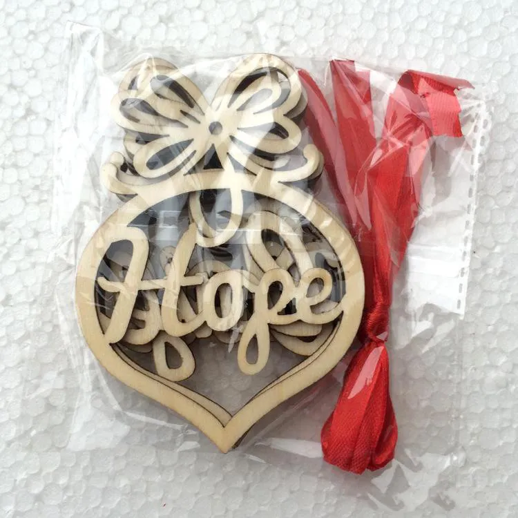 Lettera di Natale in legno con motivo a bolle di cuore Ornamento Decorazioni l'albero di Natale Ornamenti festival domestici Regalo da appendere, 6 pezzi sacchetto OP286