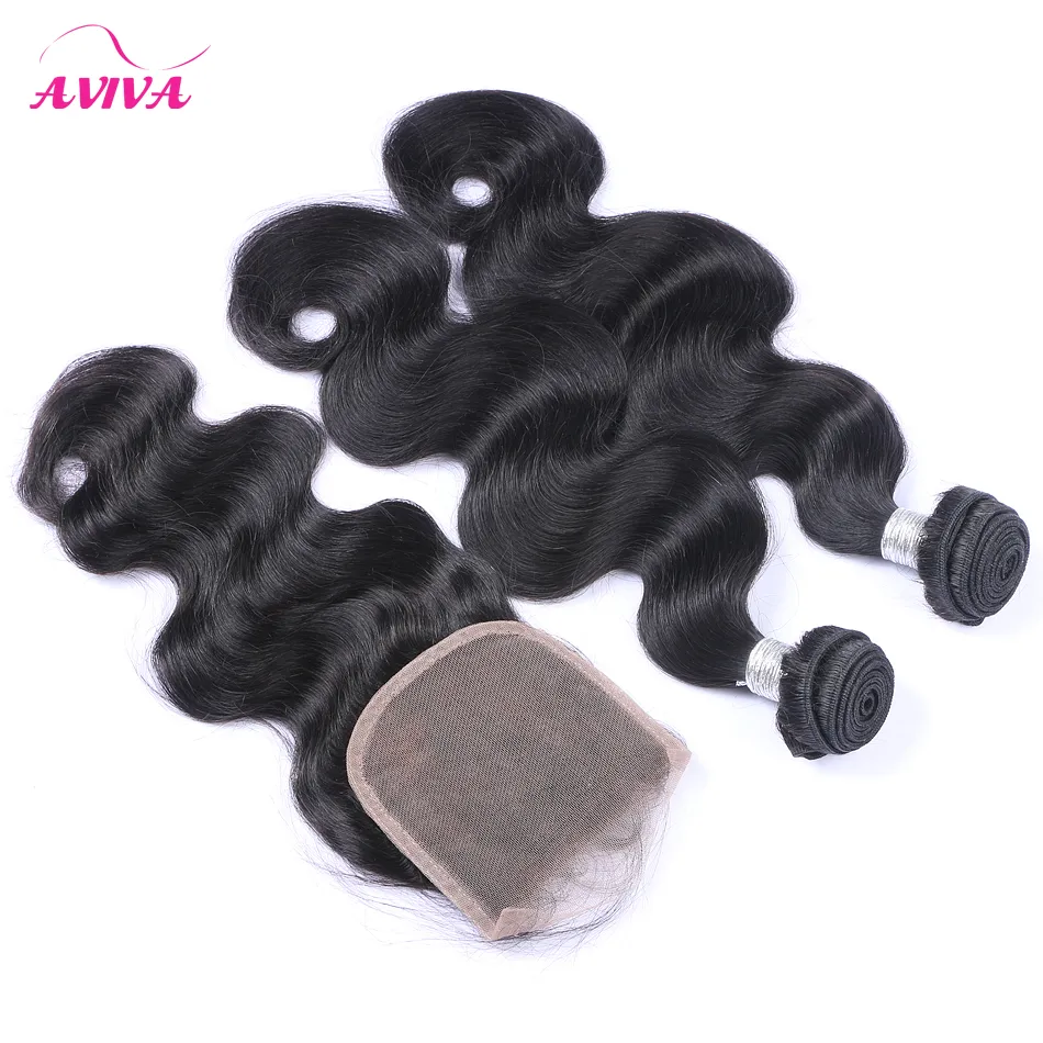 Peruvian Virgin Hair Body Wave Lace Closure With 4 Bundles Human Hair Weave 100% Unprocessed Peruvian Virgin Hair Extension Dyeable