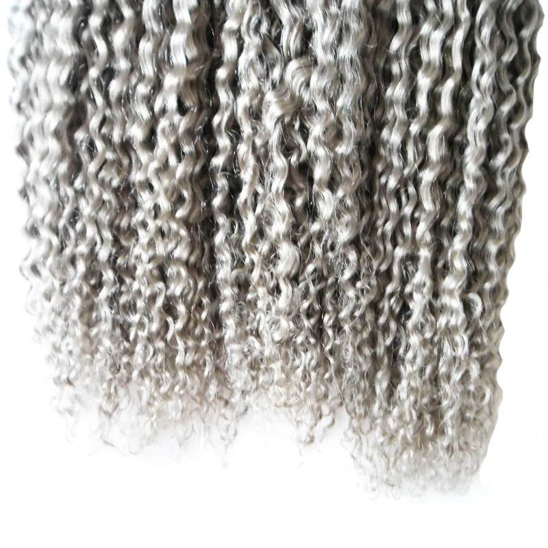 Наращивание седых волос плетет кудрявые вьющиеся пучки человеческих волос 3 шт. Слот девственные бразильские волнистые волосы, плетение двойного рисунка, без выпадения7163610