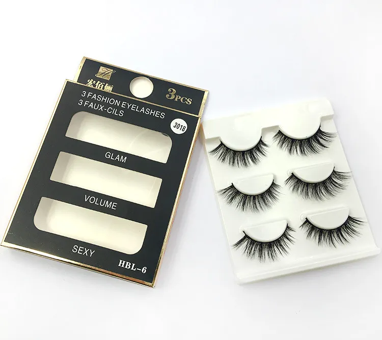 3D Mink Hairs Faly Eshelashes 3 Пара/упаковка натуральные длинные мягкие черные густые ресницы для глаз макияж ручной работы