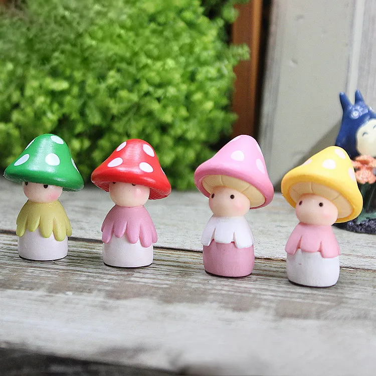 Cartoon Mushroom Girl Decorazioni da giardino Resin Craft mix cabochon Home Decor Micro Landscape fairy garden miniature accessori