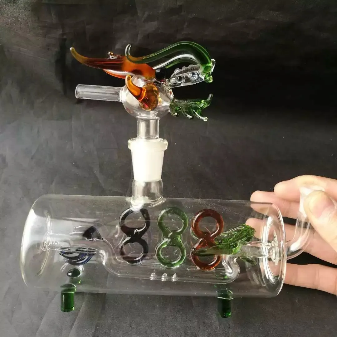 Accessoires de bangs de narguilé à tube croisé, Brûleur à mazout unique Bongs en verre Tuyaux Conduites d'eau Pipe en verre Plates-formes pétrolières Fumer avec compte-gouttes