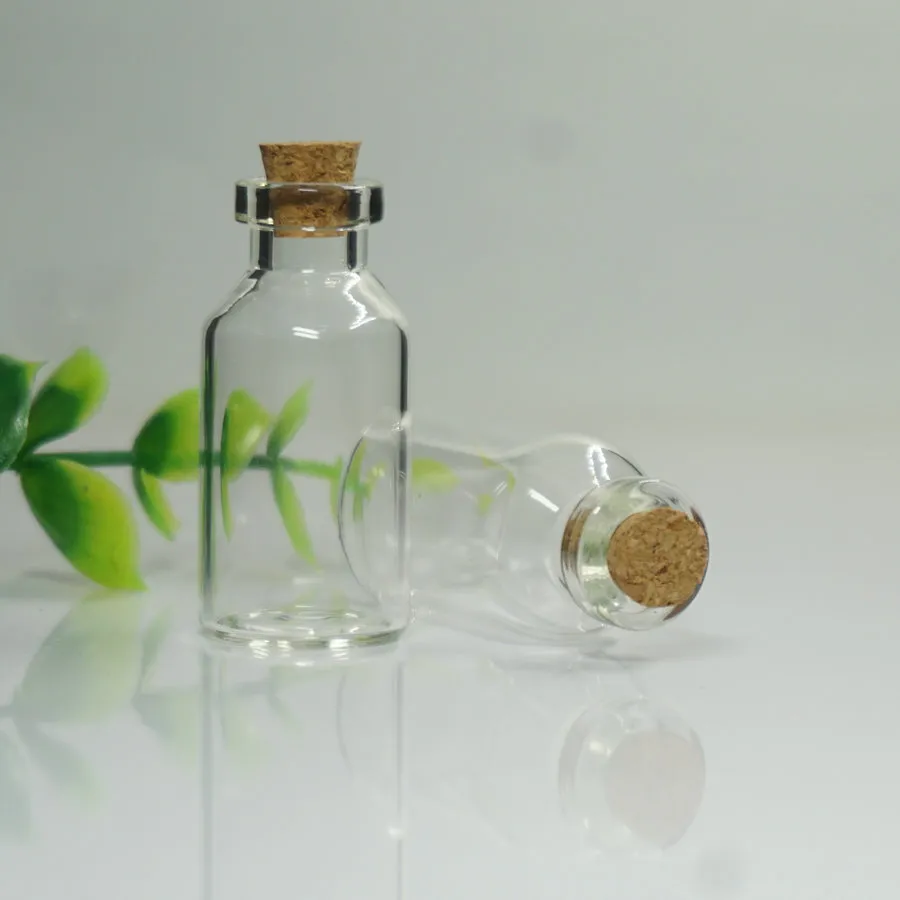 5 ml kleine Mini-Glasflaschen, transparente Fläschchen mit Korkstopfen, 40 x 18 mm Höhe x Durchmesser, Nachricht, Hochzeit, Wunsch, Schmuck, Partygeschenke