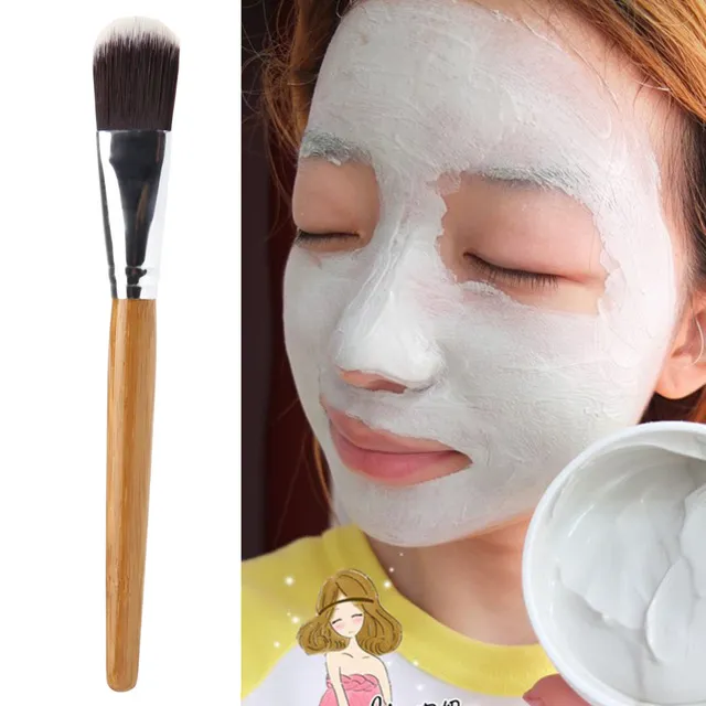 En gros DIY Masque Facial Brosse Maquillage Brosse Cosmétiques Poudre Fond De Teint Brosses Poignée En Bambou