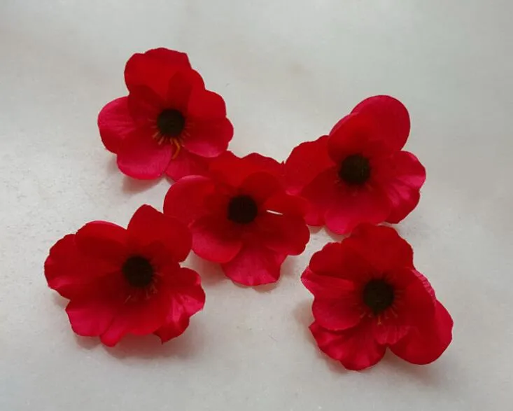 7Cm available Artificial silk Poppy Flower Heads for DIY decorative garland accessory wedding party headware G620