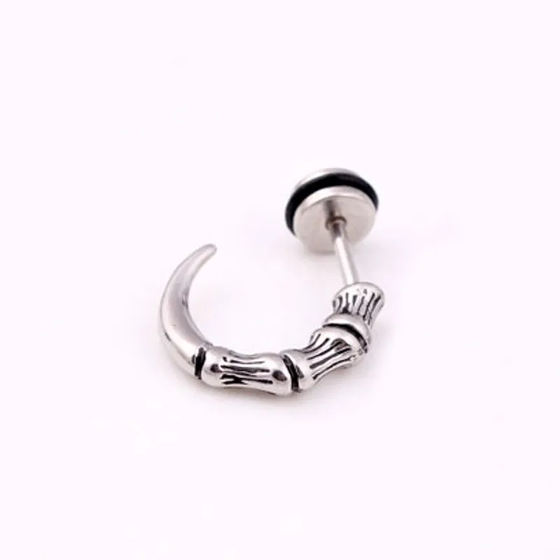 Högkvalitativ Titanium Stål Örhängen Punk Gothic Eagle Claw Stud Örhängen Vintage Horn Cone Ear Stud Body Piercing Smycken Partihandel